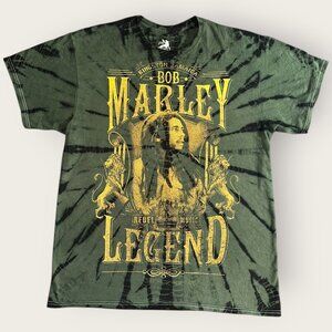 Vintage Bob Marley Green Tie Dye T-Shirt Size Large